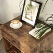 End Table – Pinewood – Rustic Brown – Nightstand with Drawer and Open Compartment