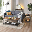 Open Compartment Nightstand – Wood – Rustic Brown – Industrial Design with Mesh Shelf