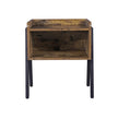 Side Table – Wood and Metal – Rustic Brown – Open Drawer and Stackable Design