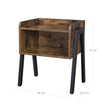 Side Table – Wood and Metal – Rustic Brown – Open Drawer and Stackable Design