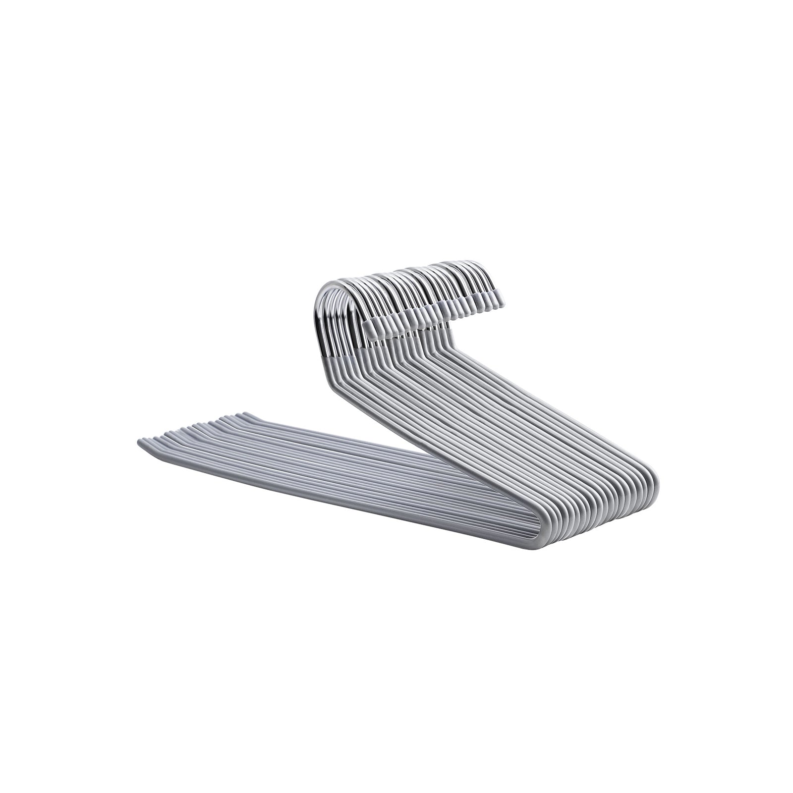 Metal Open End Trousers Hangers – Non-Slip Coating – Grey – Space Saving – 38cm Wide
