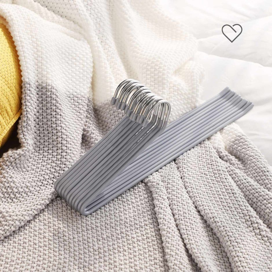 Metal Open End Trousers Hangers – Non-Slip Coating – Grey – Space Saving – 38cm Wide