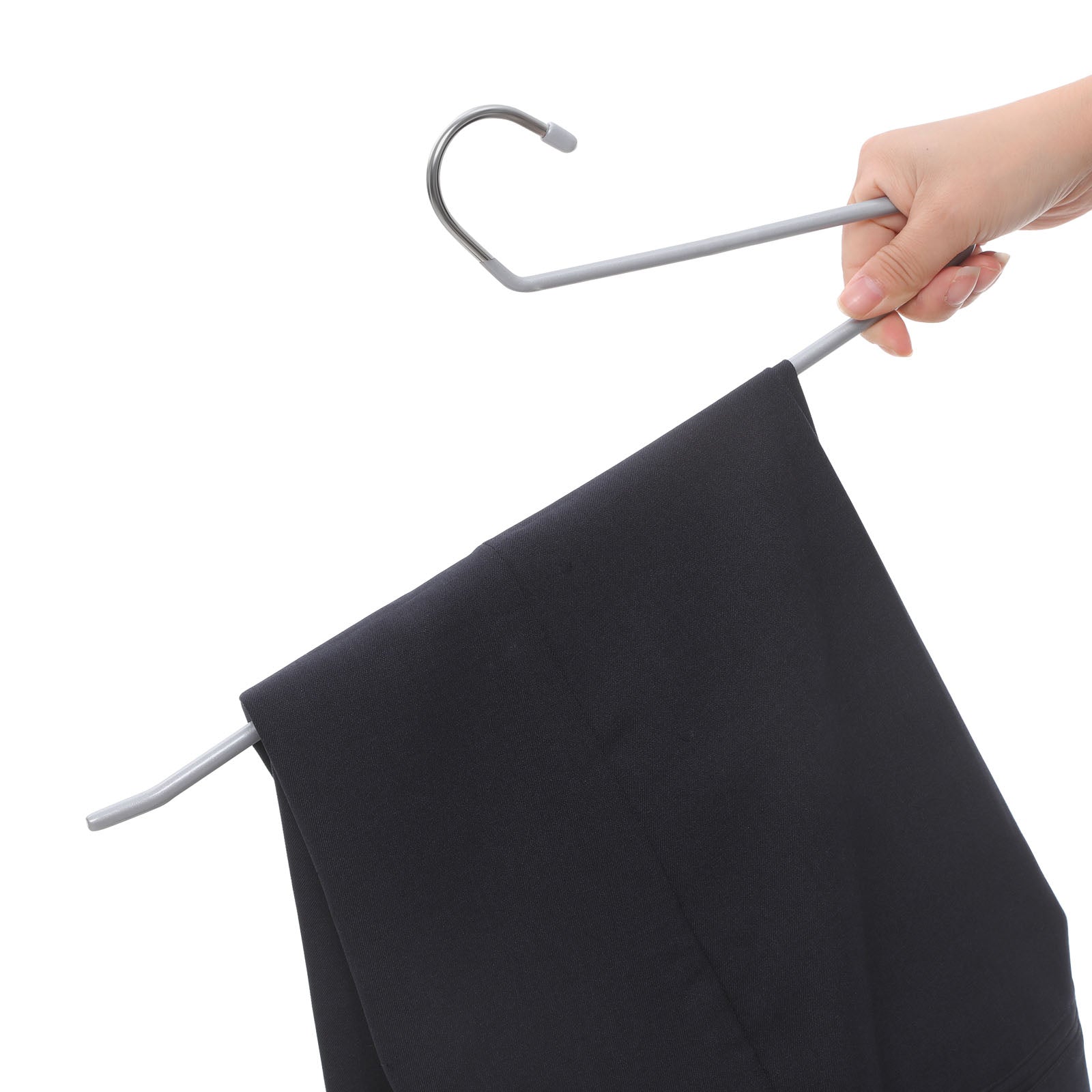 Metal Open End Trousers Hangers – Non-Slip Coating – Grey – Space Saving – 38cm Wide