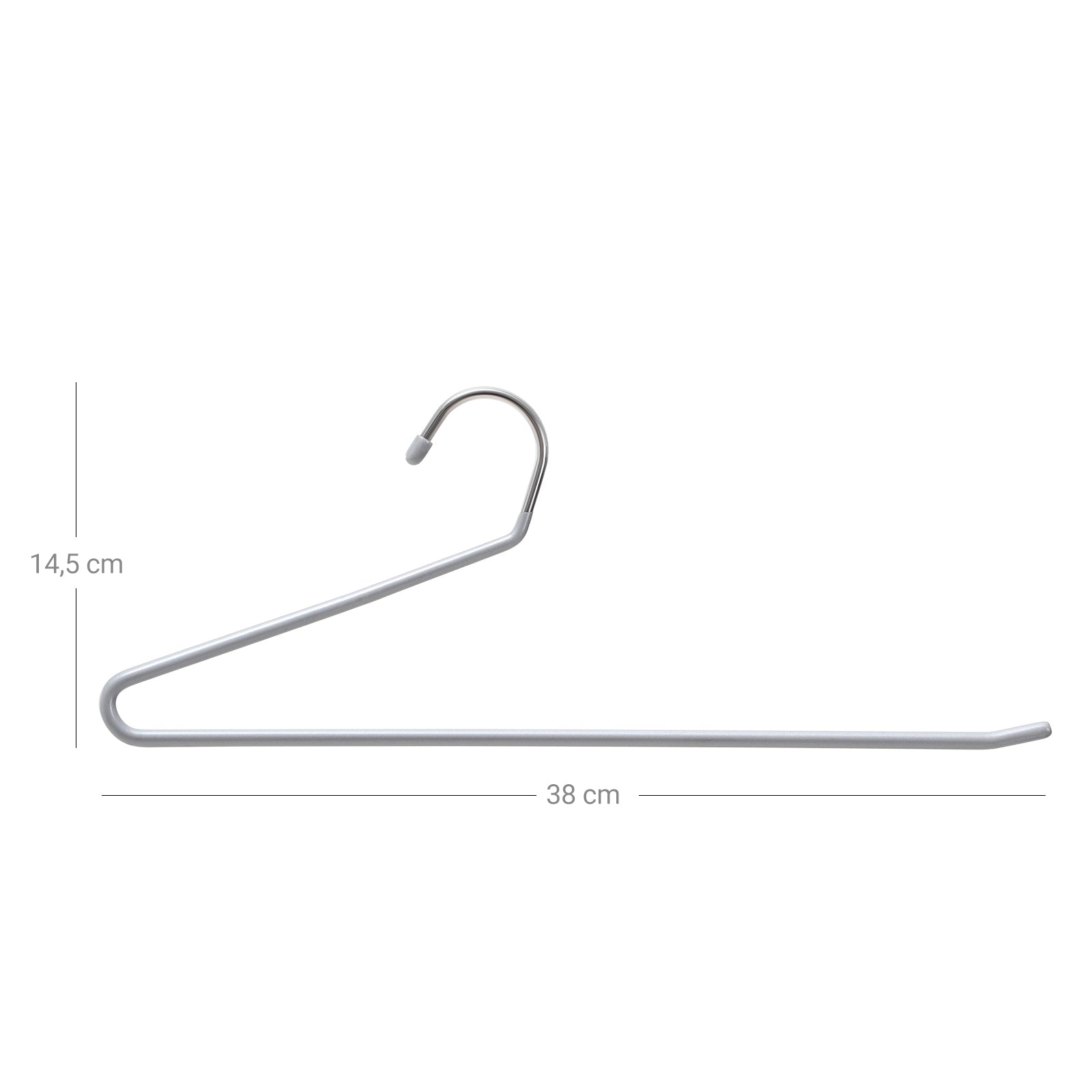 Metal Open End Trousers Hangers – Non-Slip Coating – Grey – Space Saving – 38cm Wide