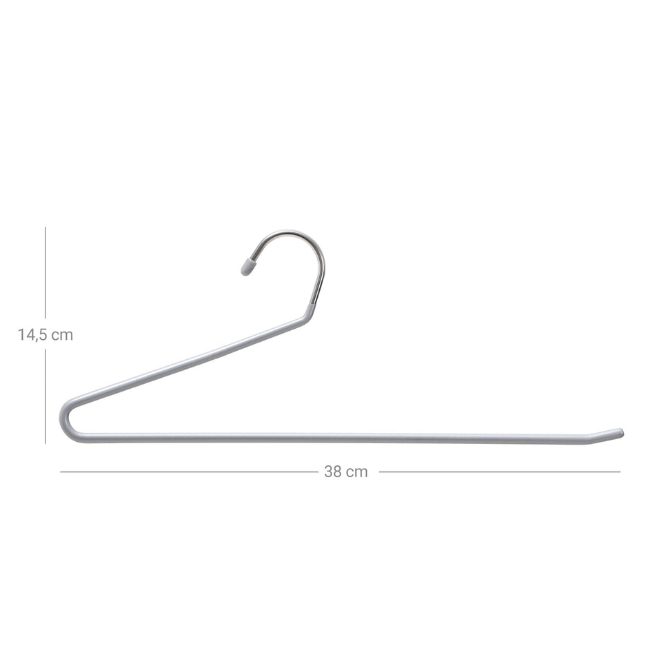 Metal Open End Trousers Hangers – Non-Slip Coating – Grey – Space Saving – 38cm Wide