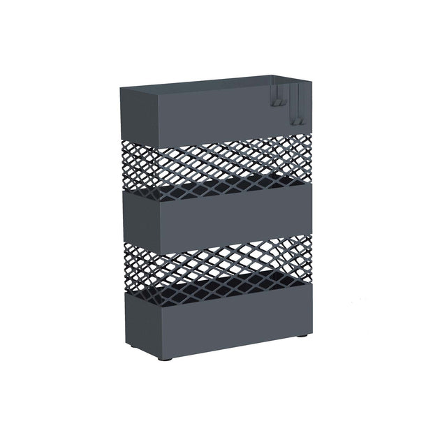 Umbrella Stand – Metal – Anthracite Grey – Rectangular with Water Tray and 4 Hooks
