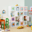 Kids' Organiser Cabinet – Plastic – White – 16-Cube Modular Storage Unit with Doors