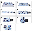 Picnic Blanket – Waterproof Backing – Blue and White Tartan Design – Large Size 200 x 200 cm with Handle