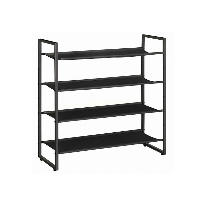 Shoe Rack – Oxford Fabric & Metal – Black – 4-Tier Adjustable & Stackable