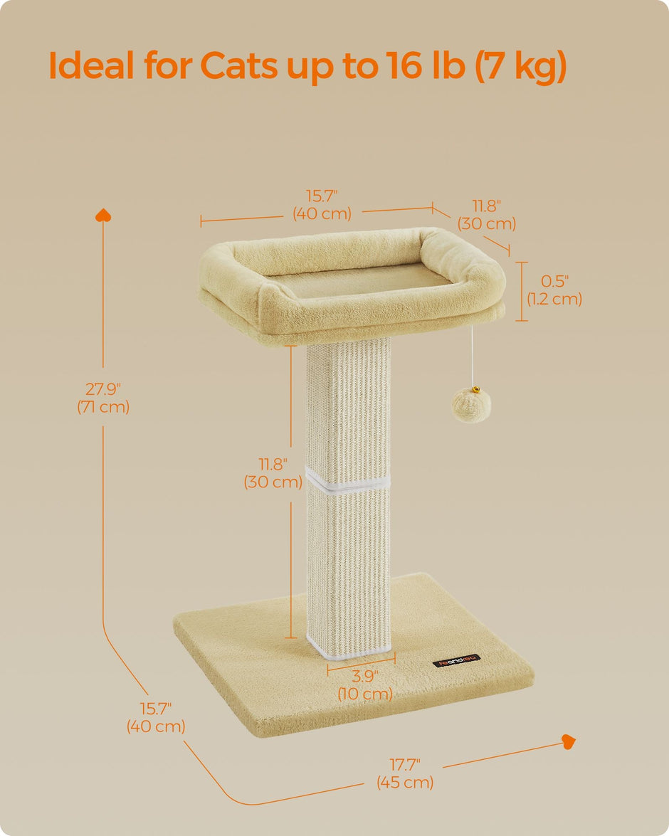 Cat Scratching Post – Woven Sisal – Beige – 71 cm Tall Climbing Tower