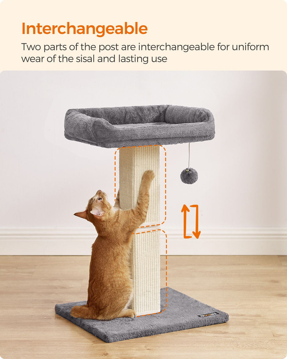 Cat Scratching Post – Wood – Natural – Multi-Level Climbing Tower