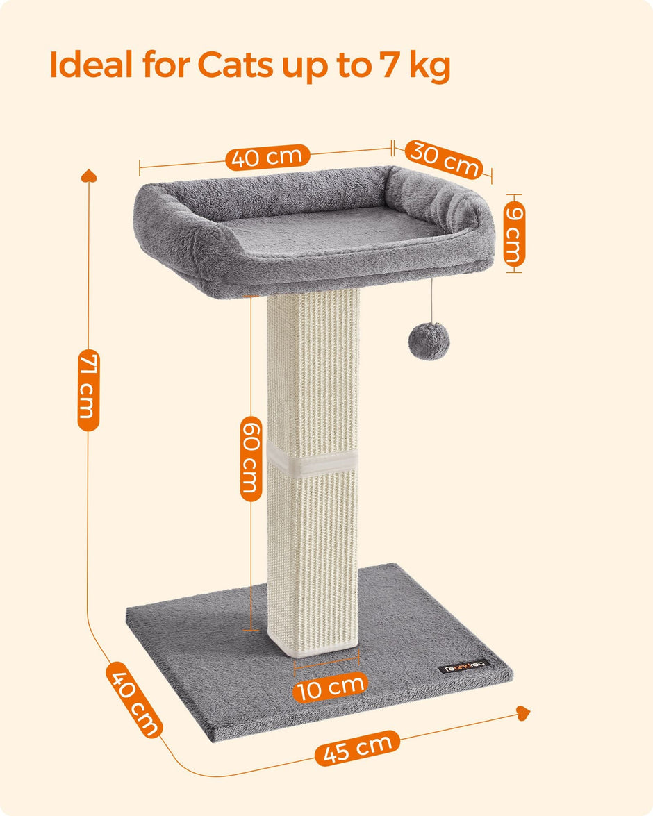 Cat Scratching Post – Wood – Natural – Multi-Level Climbing Tower