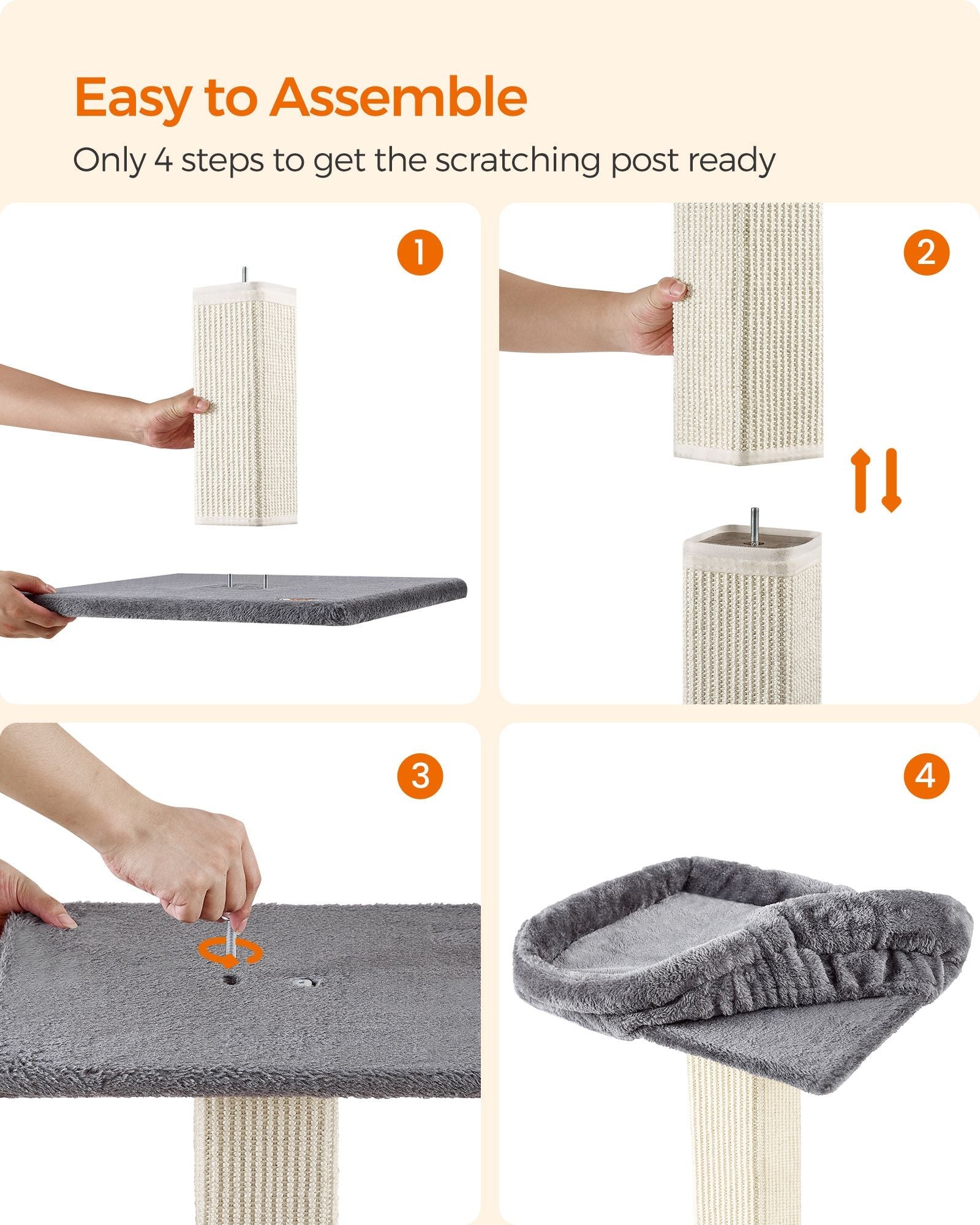 Cat Scratching Post – Wood – Natural – Multi-Level Climbing Tower