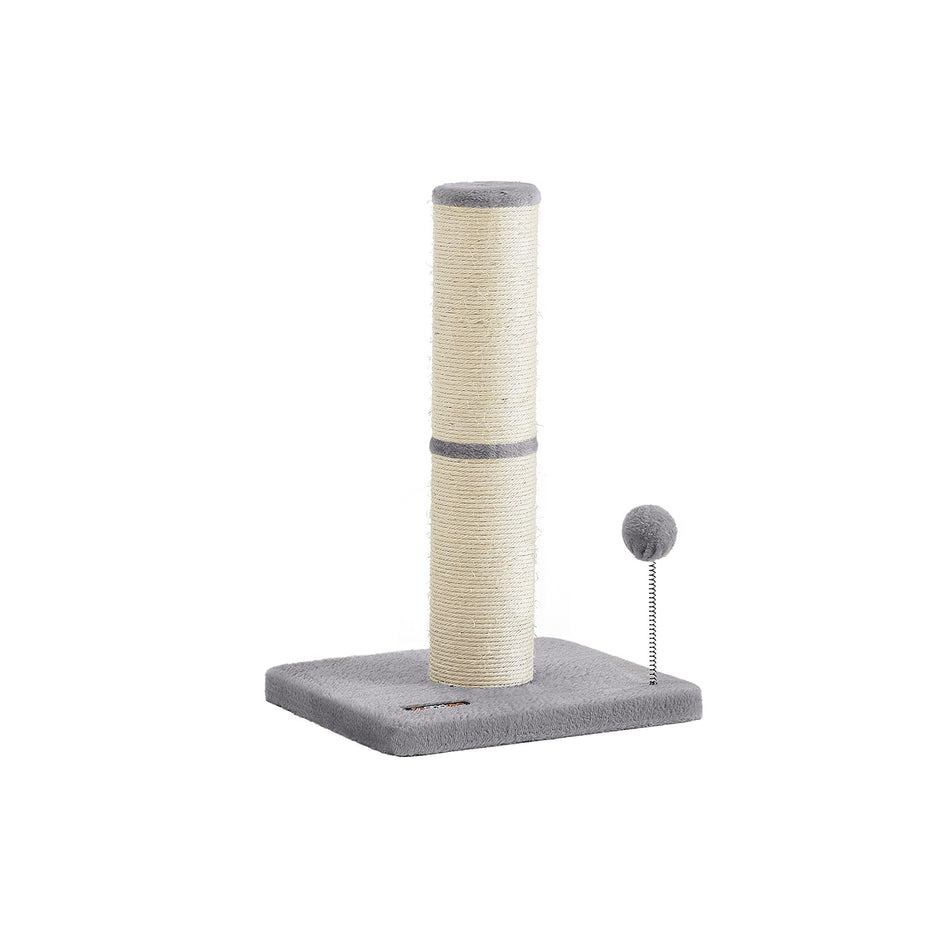 Cat Scratching Post – Sisal – Dove Grey – 85 cm with Spring Pompom and Built-in Bell