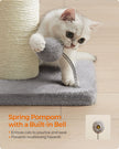 Cat Scratching Post – Sisal – Dove Grey – 85 cm with Spring Pompom and Built-in Bell