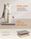 Cat Scratching Post – Sisal – Dove Grey – 85 cm with Spring Pompom and Built-in Bell
