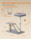 Multifunctional Cat Scratching Post – Wood – Light Grey – With Bed and Rotatable Scratching Ramp
