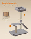 Multifunctional Cat Scratching Post – Wood – Light Grey – With Bed and Rotatable Scratching Ramp