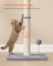 Cat Scratching Post – Sisal – Dove Grey – 85 cm Tall with Spring Toy