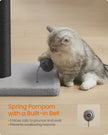 Cat Scratching Post – Sisal – Ink Black – 85 cm Tall with Spring Pompom and Built-in Bell