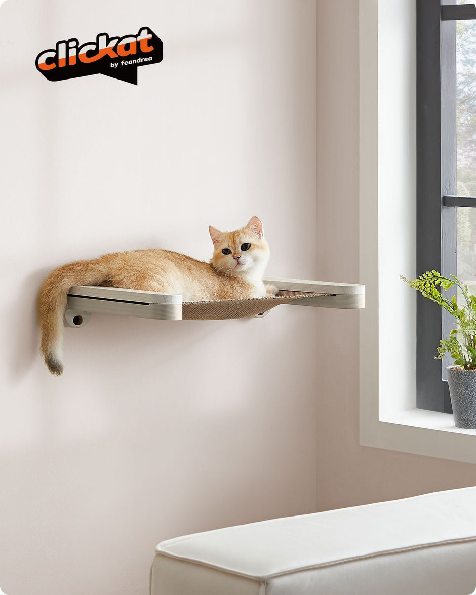 Wall-Mounted Cat Hammock – Wood – Natural – Space-Saving Design