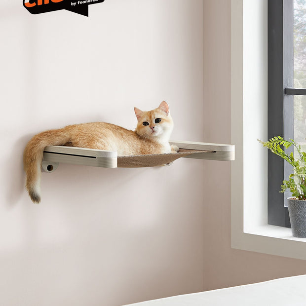 Wall-Mounted Cat Hammock – Wood – Natural – Space-Saving Design