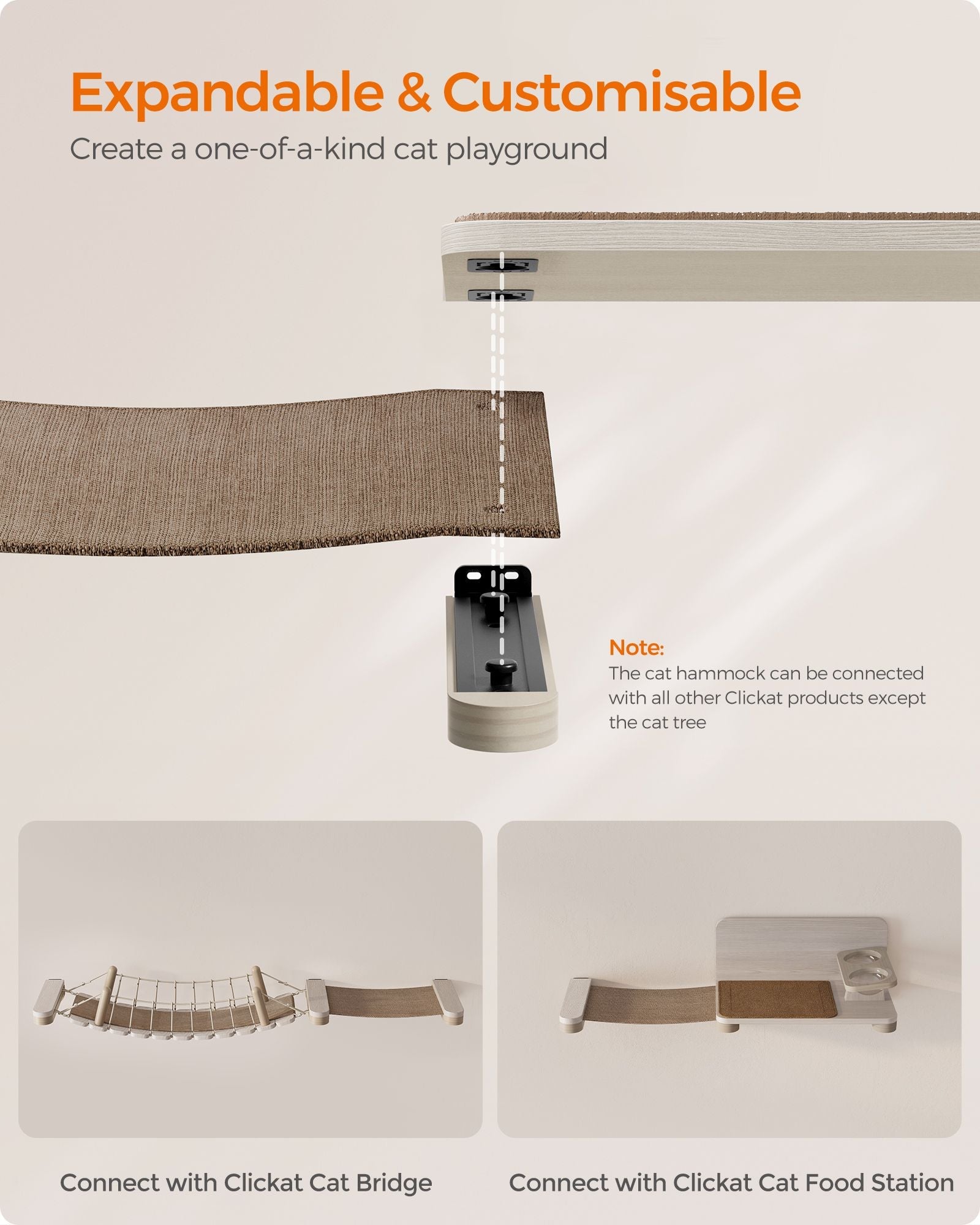 Wall-Mounted Cat Hammock – Wood – Natural – Space-Saving Design