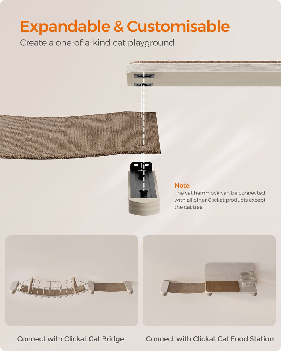 Wall-Mounted Cat Hammock – Wood – Natural – Space-Saving Design