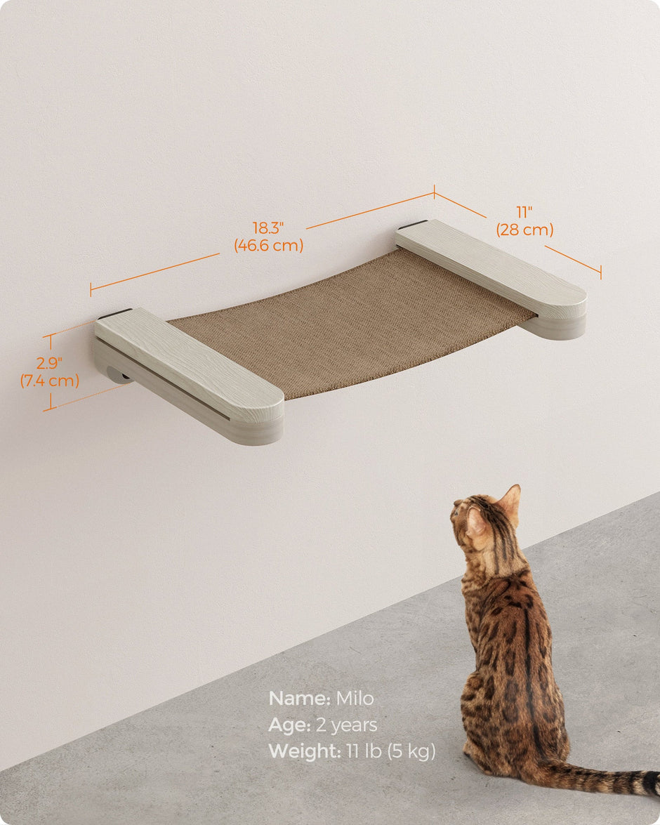 Wall-Mounted Cat Hammock – Wood – Natural – Space-Saving Design