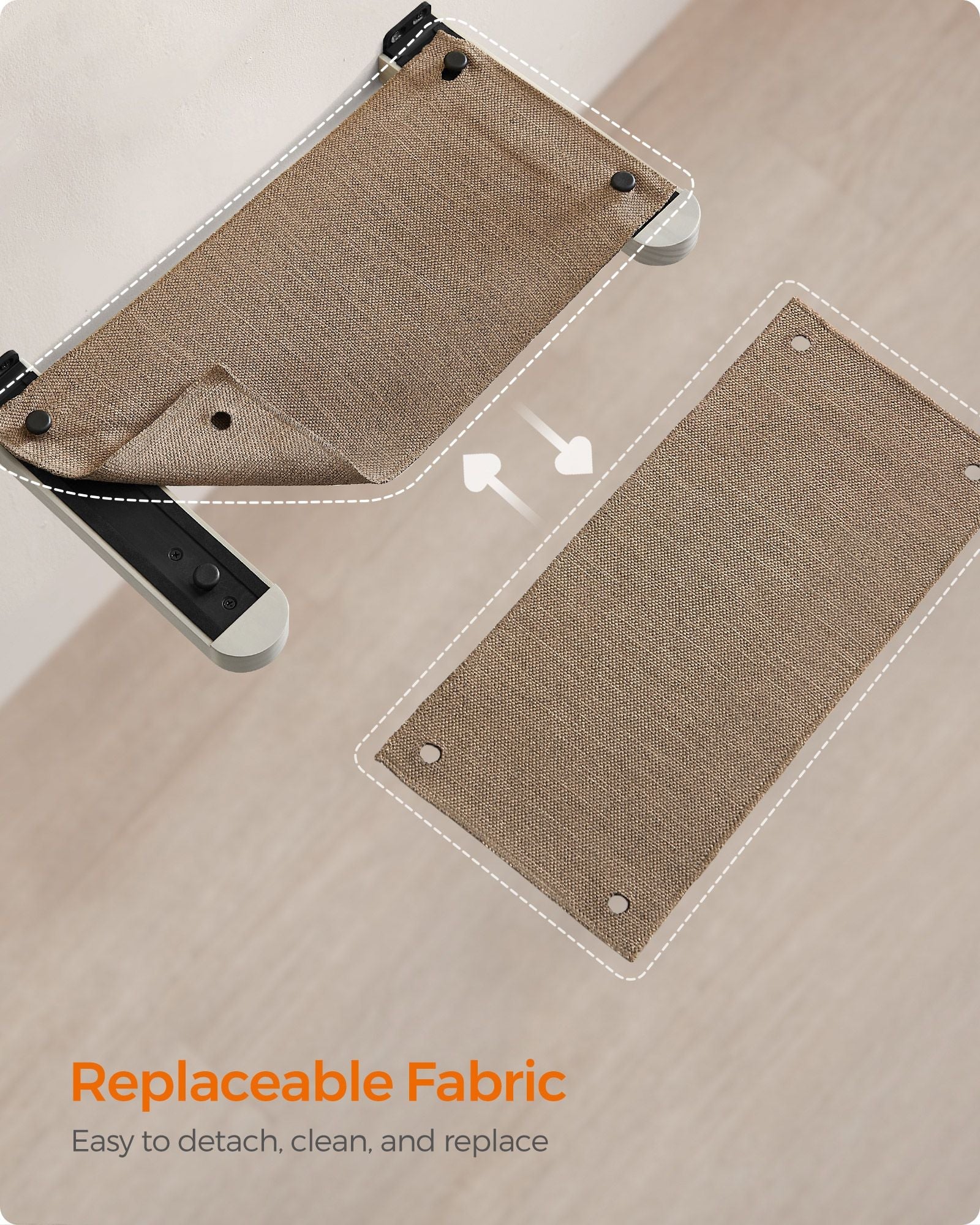 Wall-Mounted Cat Hammock – Wood – Natural – Space-Saving Design