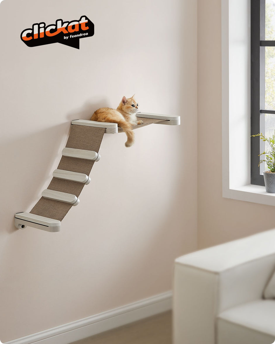 Wall-Mounted Cat Climbing Hammock – Fabric – Grey – Space-Saving Design