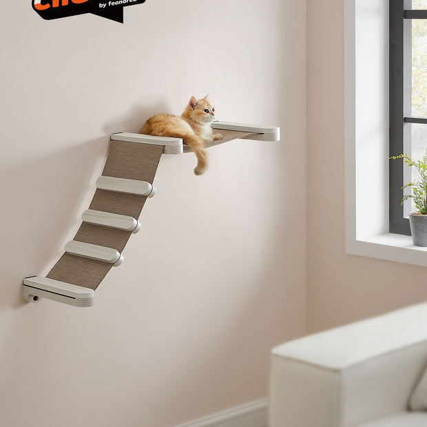 Wall-Mounted Cat Climbing Hammock – Fabric – Grey – Space-Saving Design