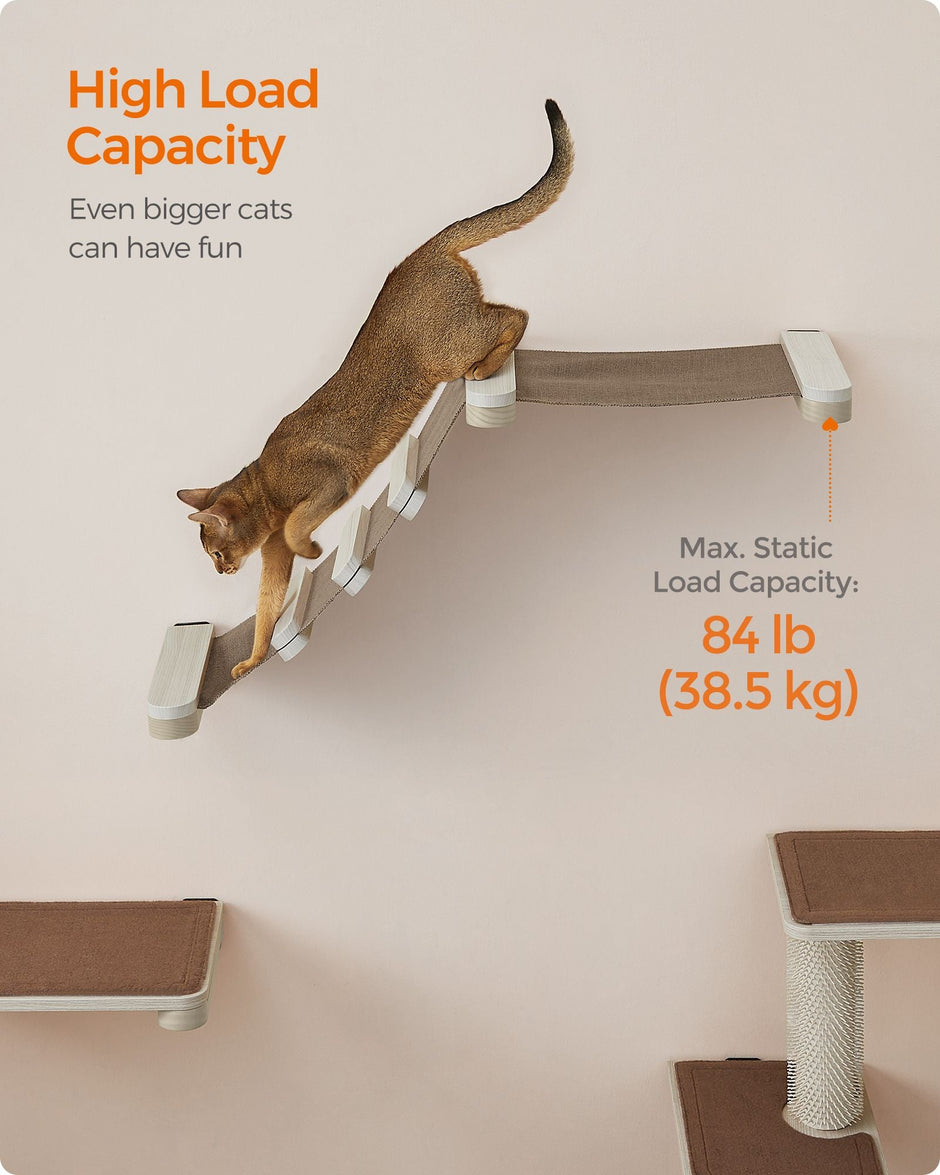Wall-Mounted Cat Climbing Hammock – Fabric – Grey – Space-Saving Design