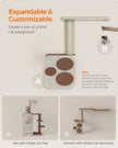 Wall-Mounted Cat Stairs – Wood – Natural Finish – Includes Shelf and Self-Groomer