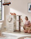 Cat Tree – Wood and Fabric – Natural – Includes Scratching Post and Soft Ladder
