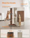 Cat Tree – Wood and Fabric – Natural – Includes Scratching Post and Soft Ladder