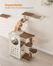 Cat Tree – Wood and Fabric – Natural – Includes Scratching Post and Soft Ladder