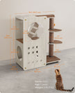Cat Tree – Wood and Fabric – Natural – Includes Scratching Post and Soft Ladder