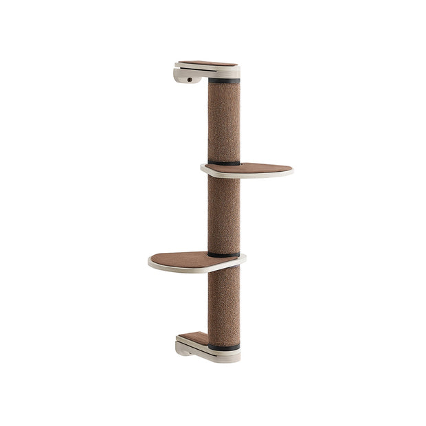 Wall-Mounted Cat Scratching Post – Engineered Wood – Natural – With Dual Perches