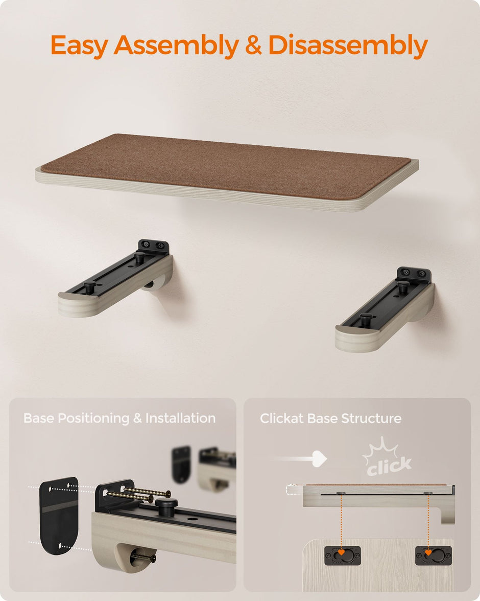 Wall-Mounted Cat Shelf – Engineered Wood – Natural Finish – Comfortable Felt Pad