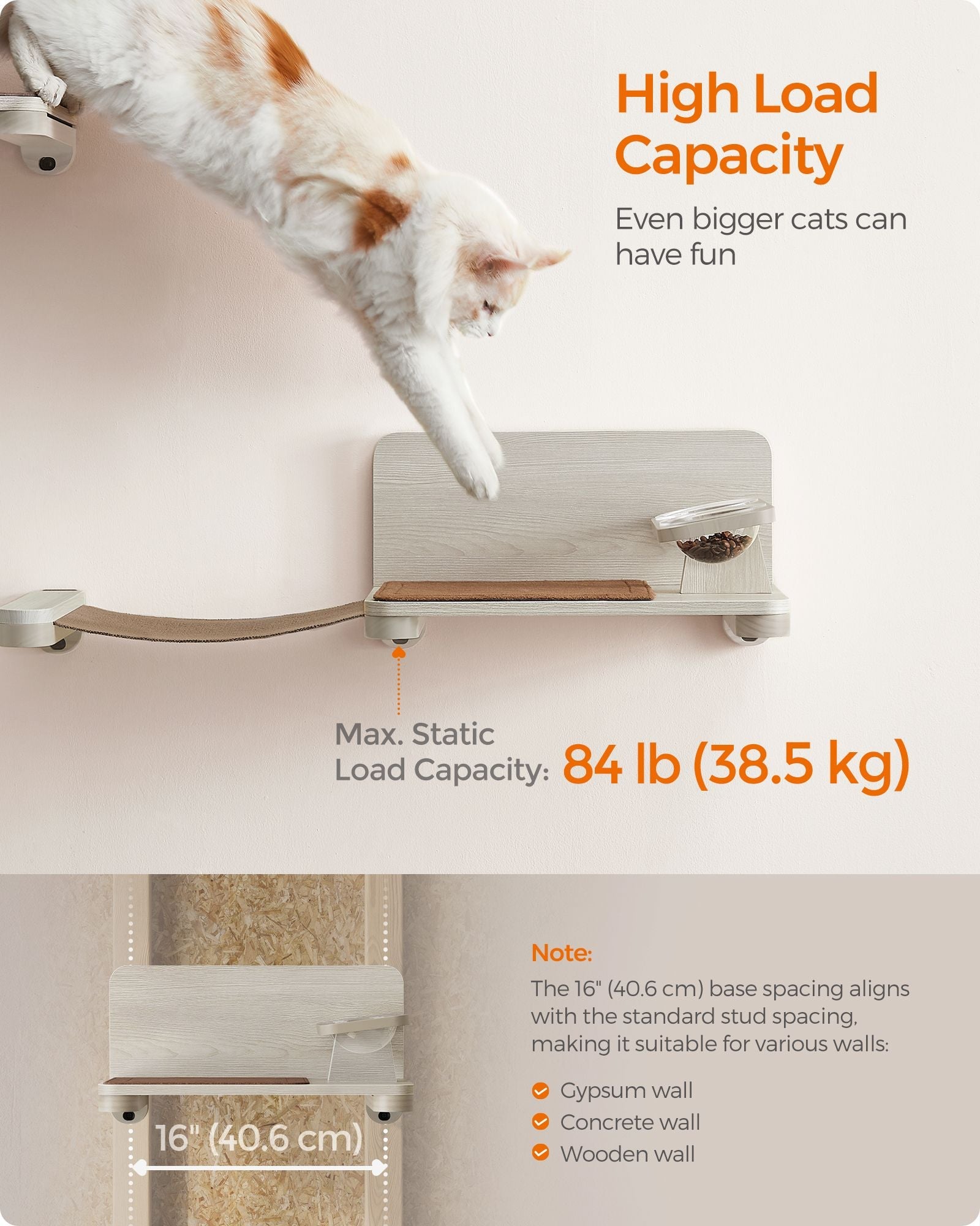 Wall-Mounted Cat Food Station – Wood – Natural Finish – Elevated Bowls Design