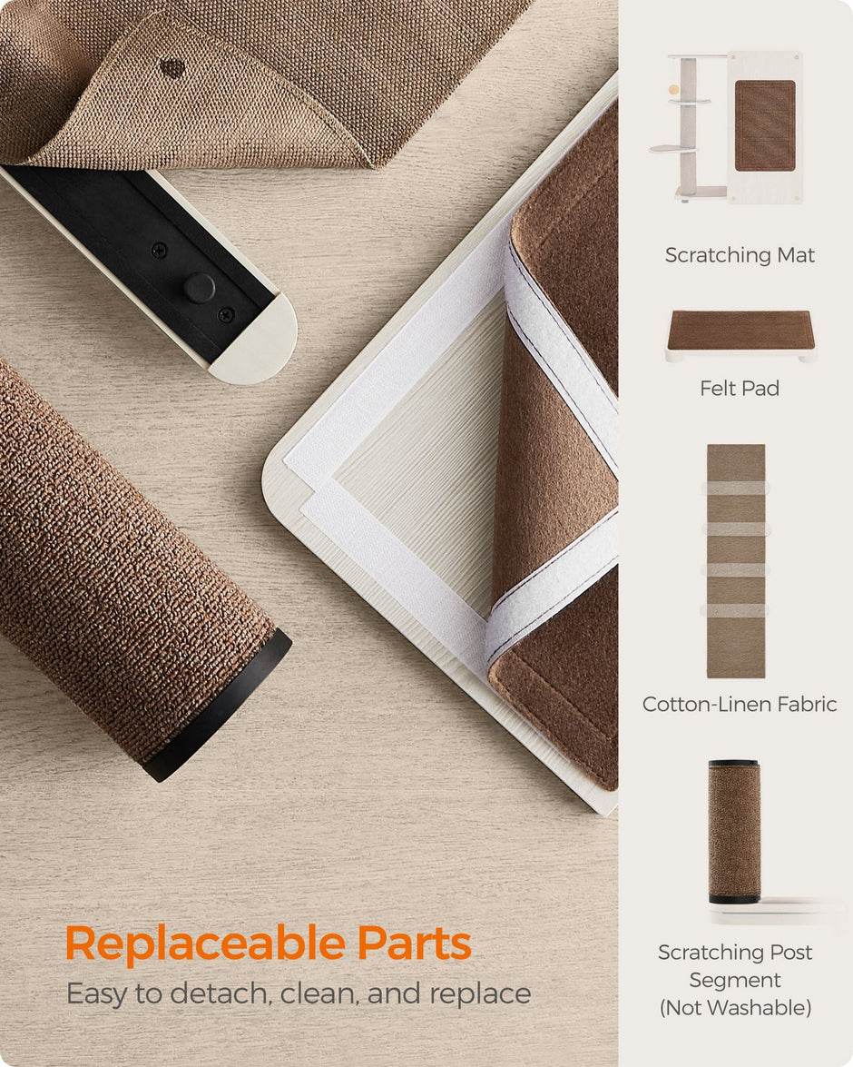 Cat Wall Furniture Set – Wood – Natural Finish – Includes 7 Pieces