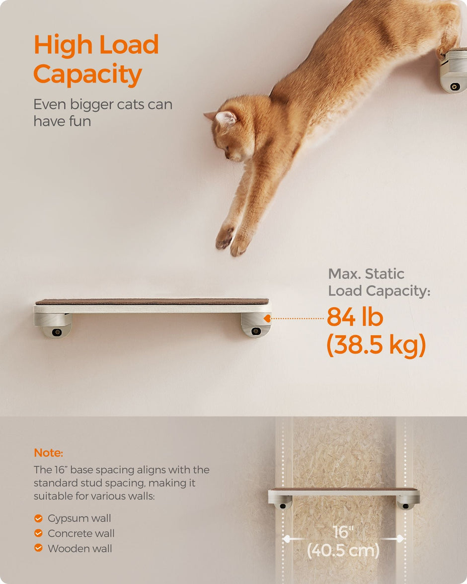 Cat Wall Furniture Set – Wood – Natural Finish – Space-Saving Design