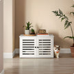 Cat Litter Box Enclosure – PCL – Cloud White – Hidden Design with Removable Divider and Shutter Doors