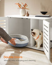 Cat Litter Box Enclosure – PCL – Cloud White – Hidden Design with Removable Divider and Shutter Doors