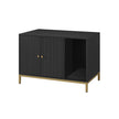 Cat Litter Box Enclosure – PCL – Black and Gold – Hidden Design with Scratching Mat