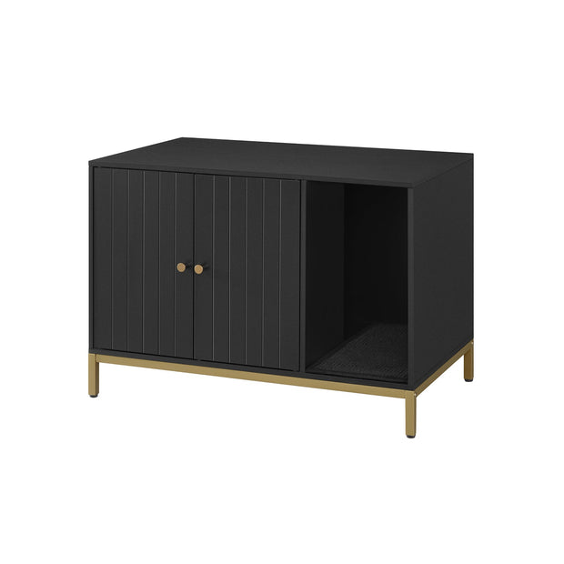 Cat Litter Box Enclosure – PCL – Black and Gold – Hidden Design with Scratching Mat