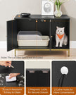 Cat Litter Box Enclosure – PCL – Black and Gold – Hidden Design with Scratching Mat