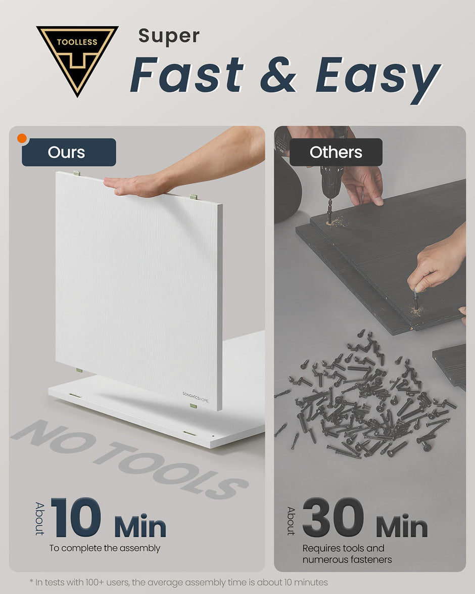 Cat Litter Box Enclosure – Plywood – Snow White – Toolless Assembly, Push-to-Open Doors