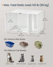Cat Litter Box Enclosure – Plywood – Snow White – Toolless Assembly, Push-to-Open Doors